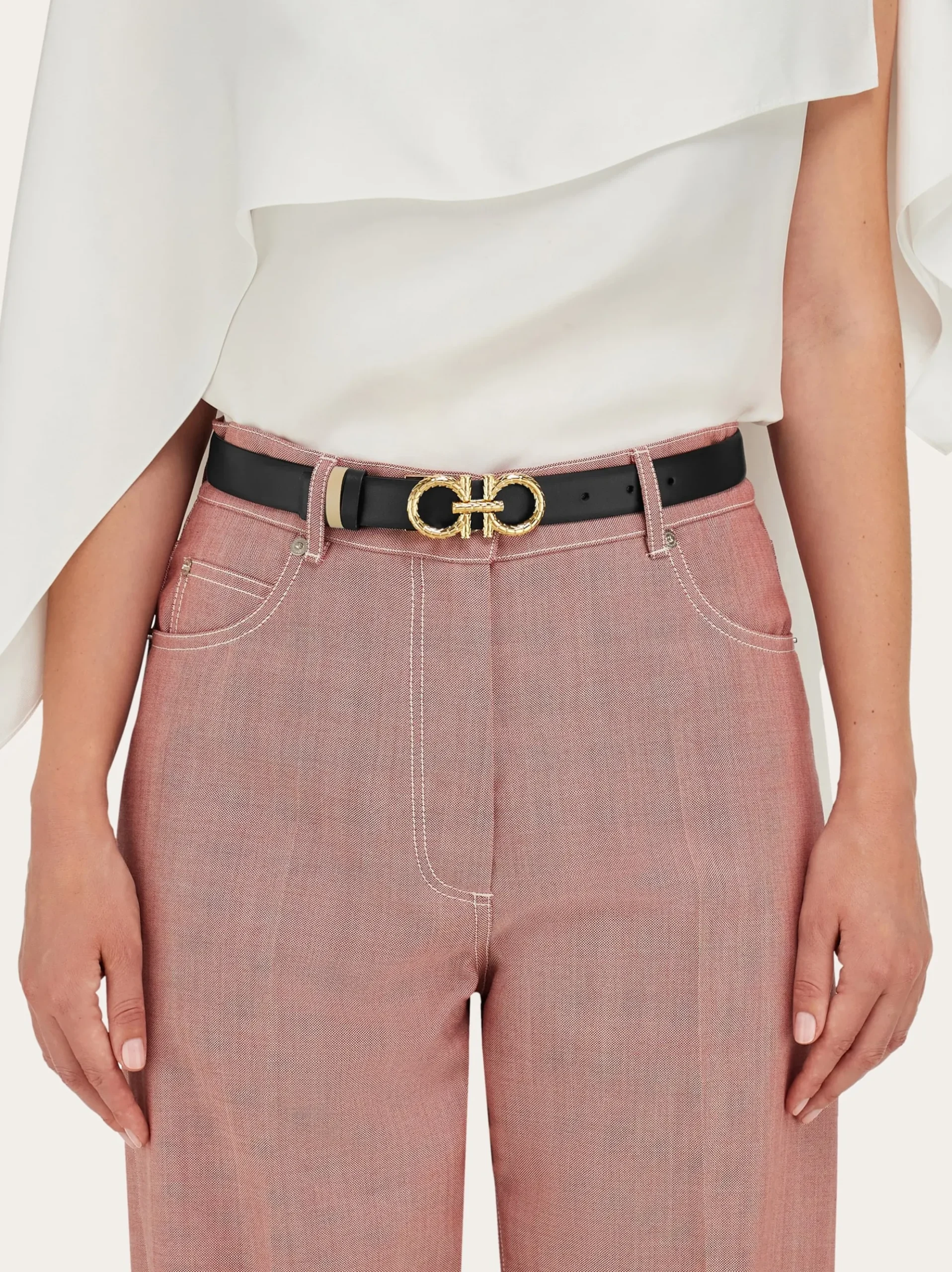 Adjustable and reversible Gancini belt - Women