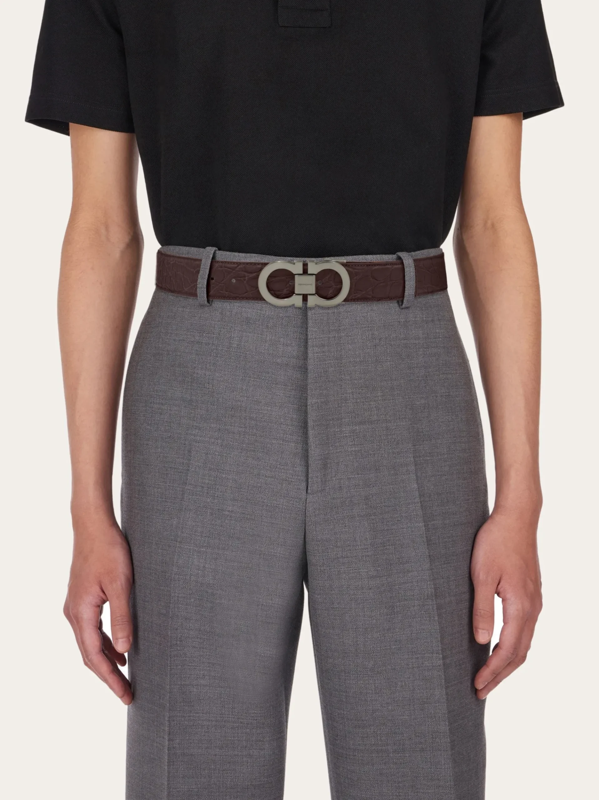 Adjustable Gancini belt - Men