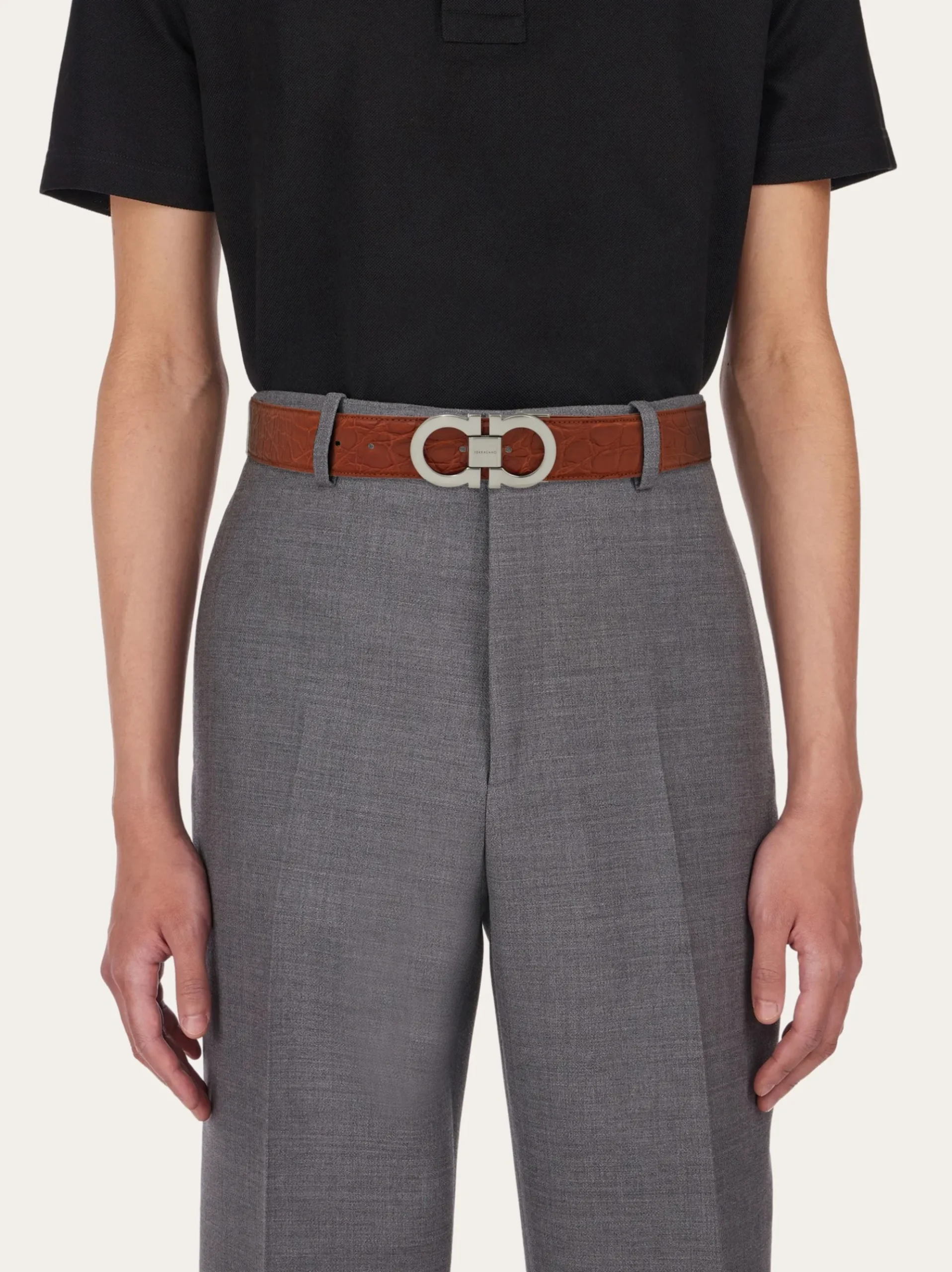 Adjustable Gancini belt - Men