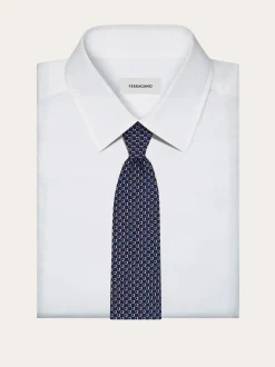 Bicolor Gancini jacquard tie - Men