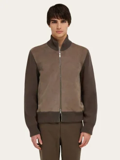 Blouson with leather inserts - Men