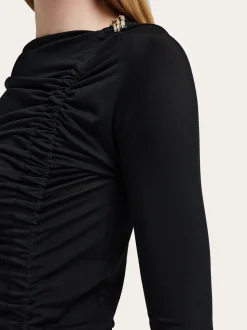 Boat neck dress with ruched detail - Women