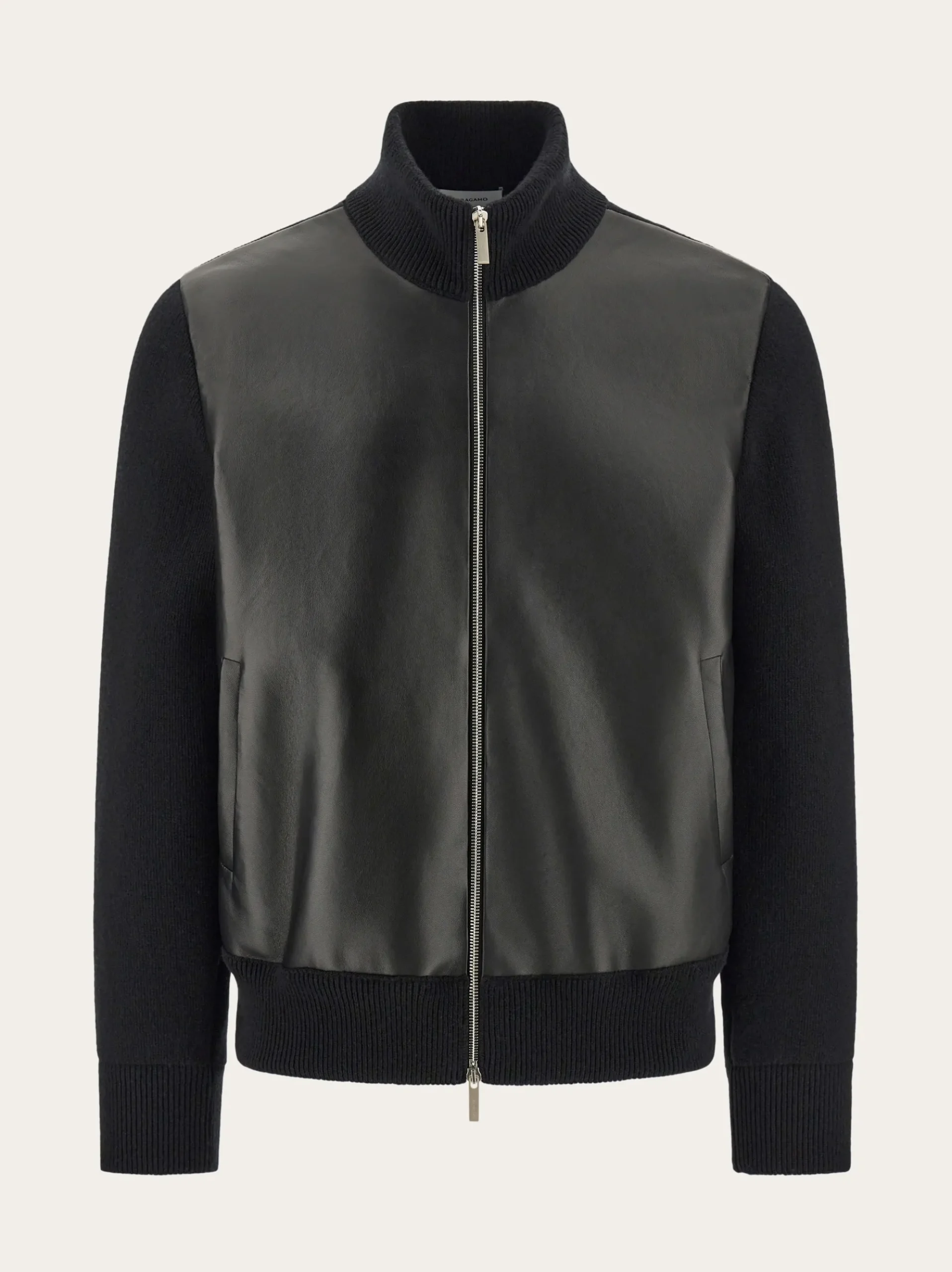 Bomber jacket in leather and wool - Men