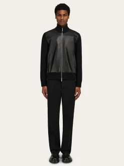 Bomber jacket in leather and wool - Men