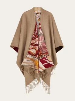 Cashmere and silk reversible cape - Women