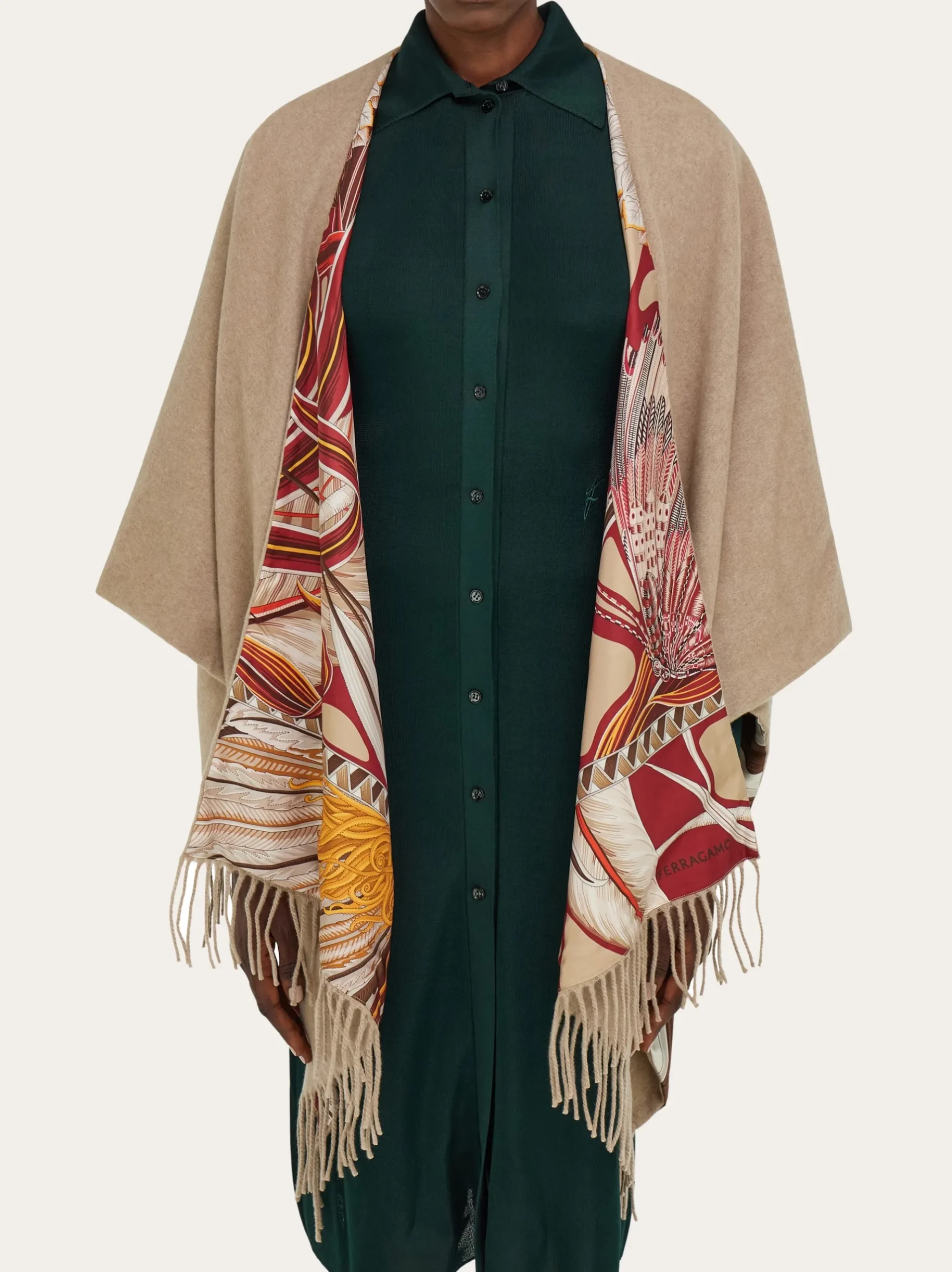 Cashmere and silk reversible cape - Women