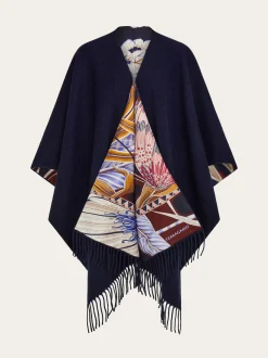 Cashmere and silk reversible cape - Women