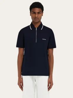 Cotton polo shirt with zip closure - Men