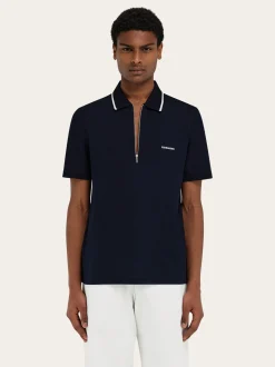 Cotton polo shirt with zip closure - Men