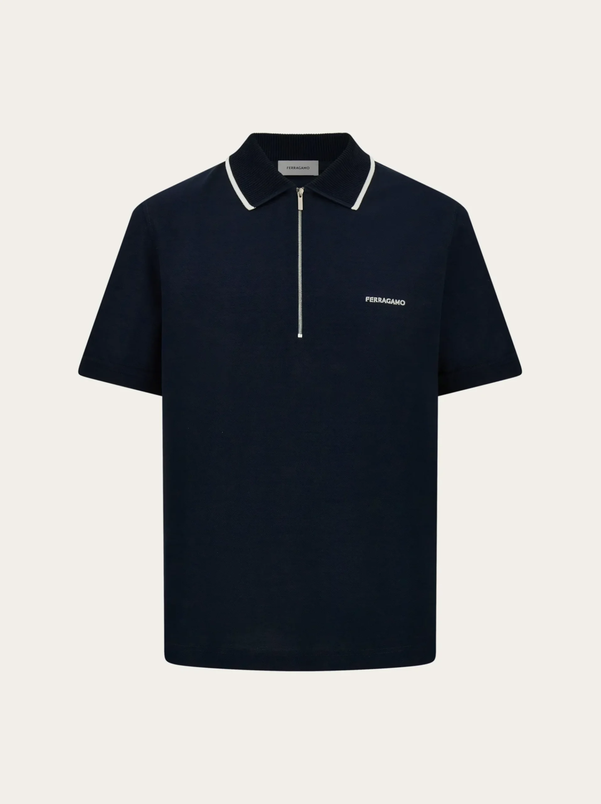 Cotton polo shirt with zip closure - Men