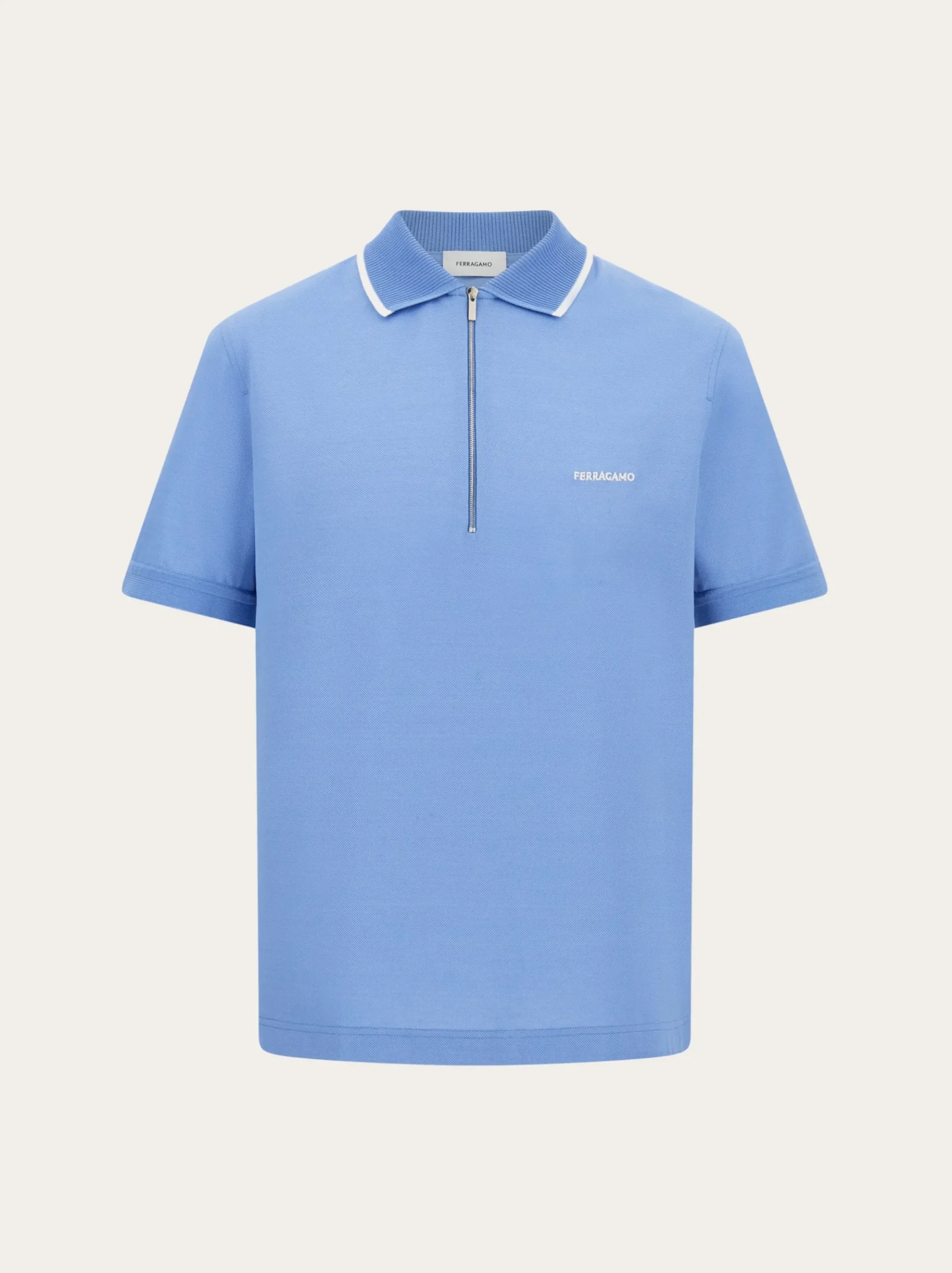 Cotton polo shirt with zip closure - Men