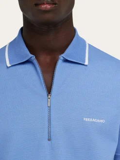 Cotton polo shirt with zip closure - Men