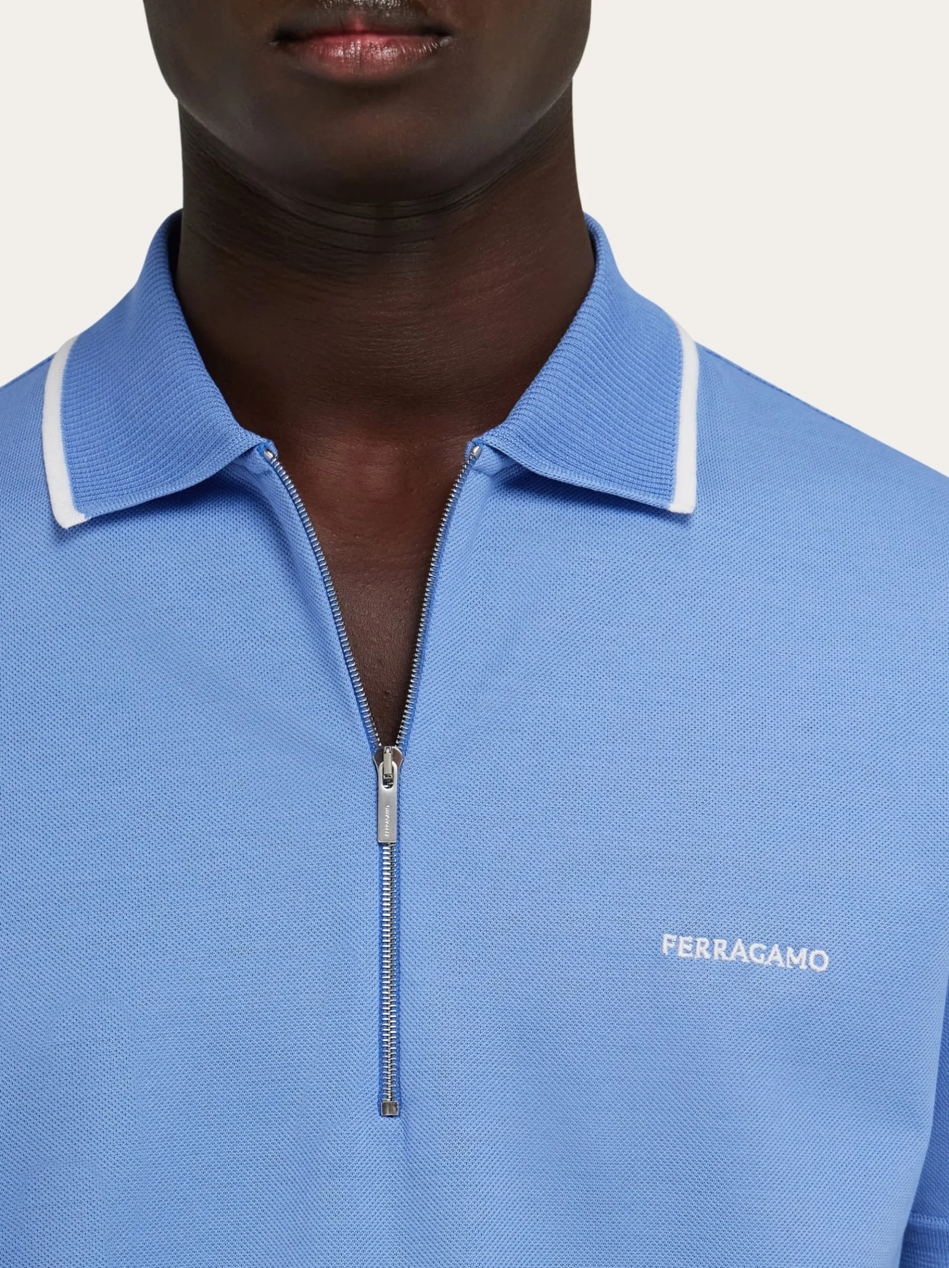 Cotton polo shirt with zip closure - Men