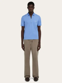 Cotton polo shirt with zip closure - Men