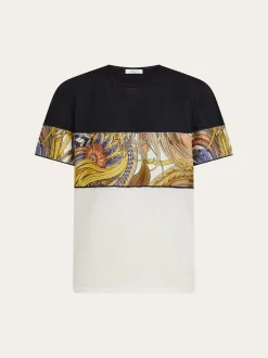 Crewneck T-shirt with Rooster print inserts - Women