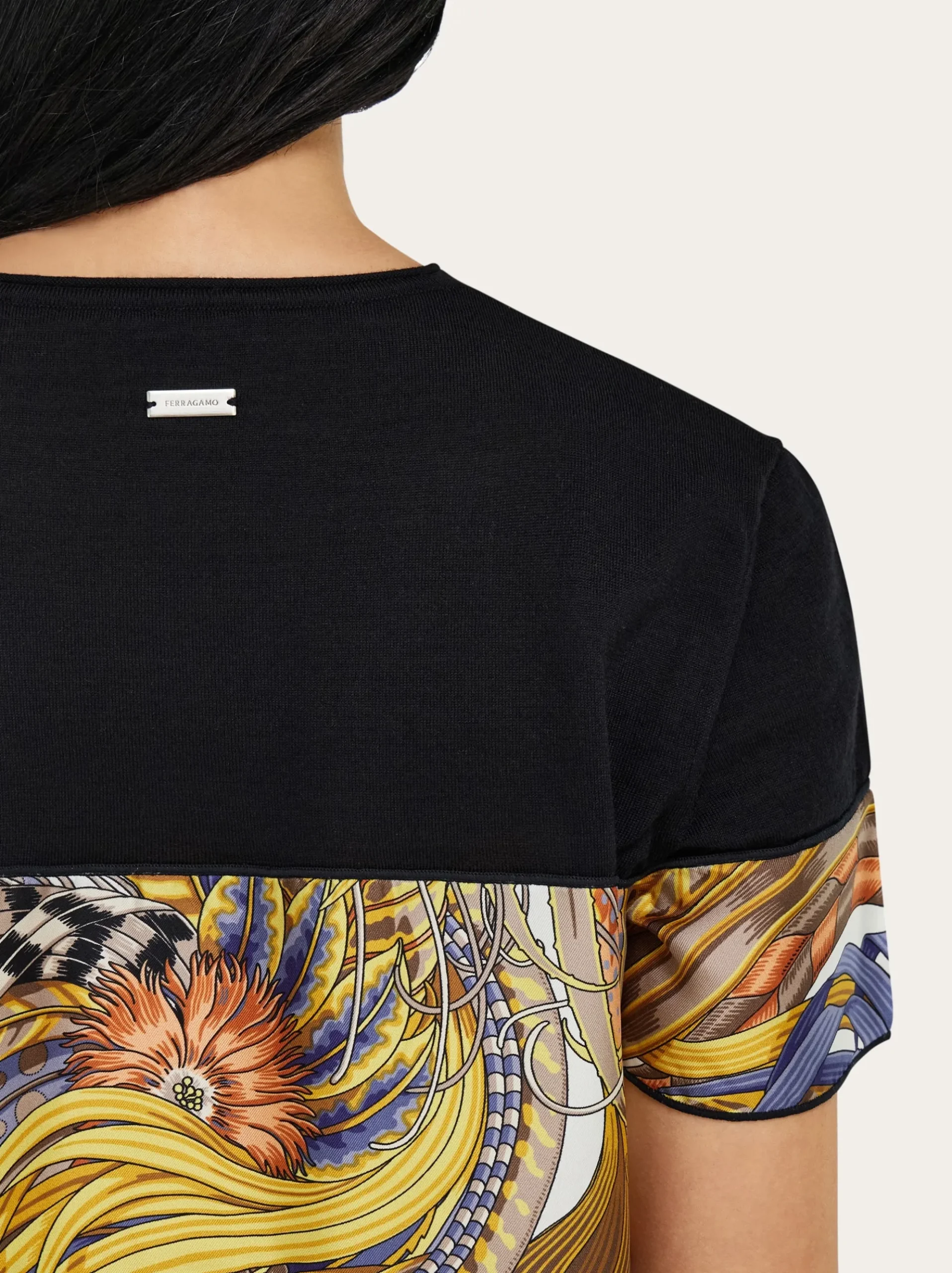 Crewneck T-shirt with Rooster print inserts - Women
