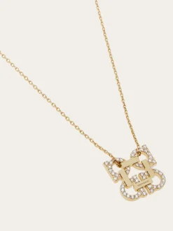 Crystal embellished four Gancini pendant necklace - Women