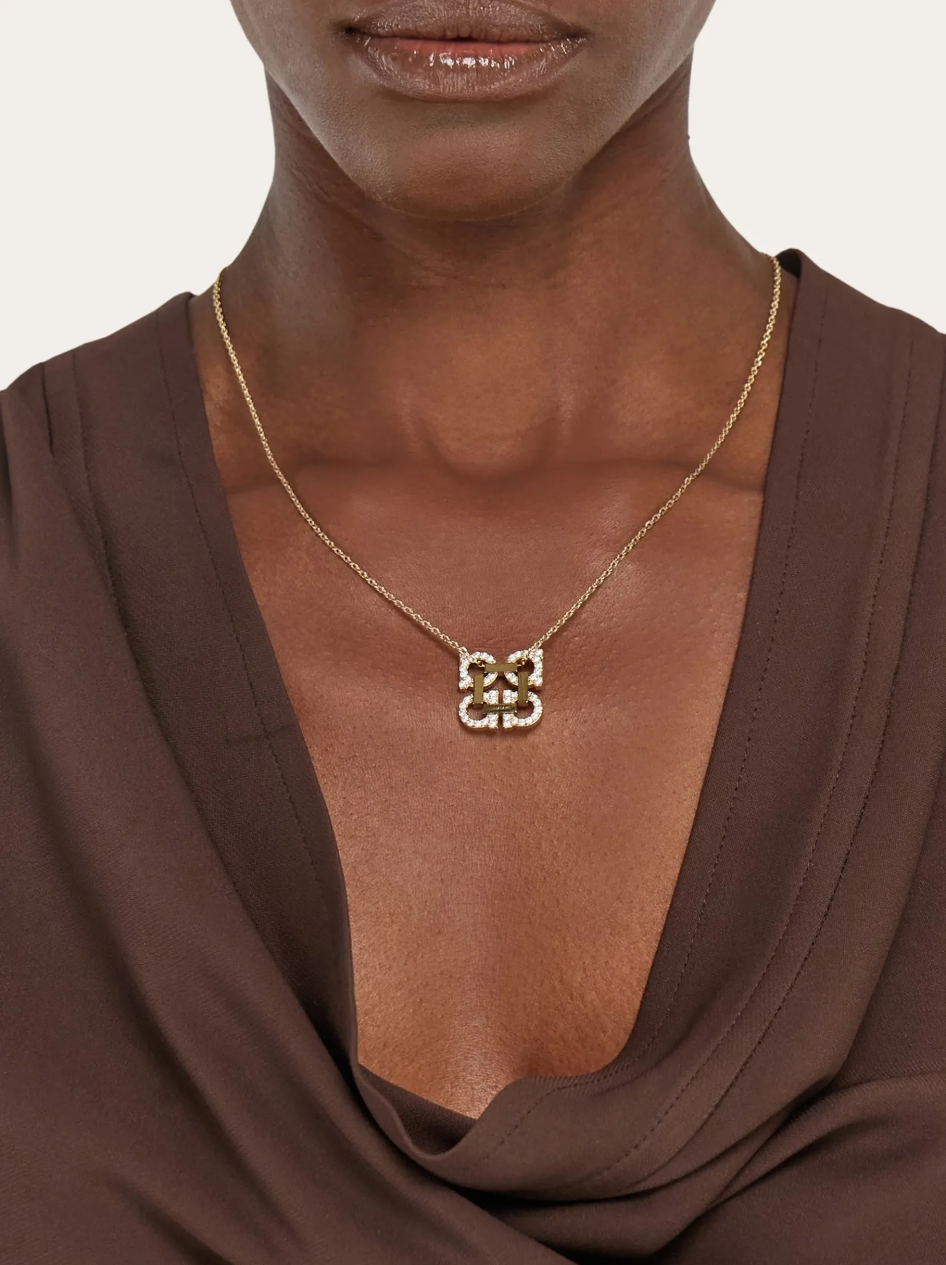 Crystal embellished four Gancini pendant necklace - Women
