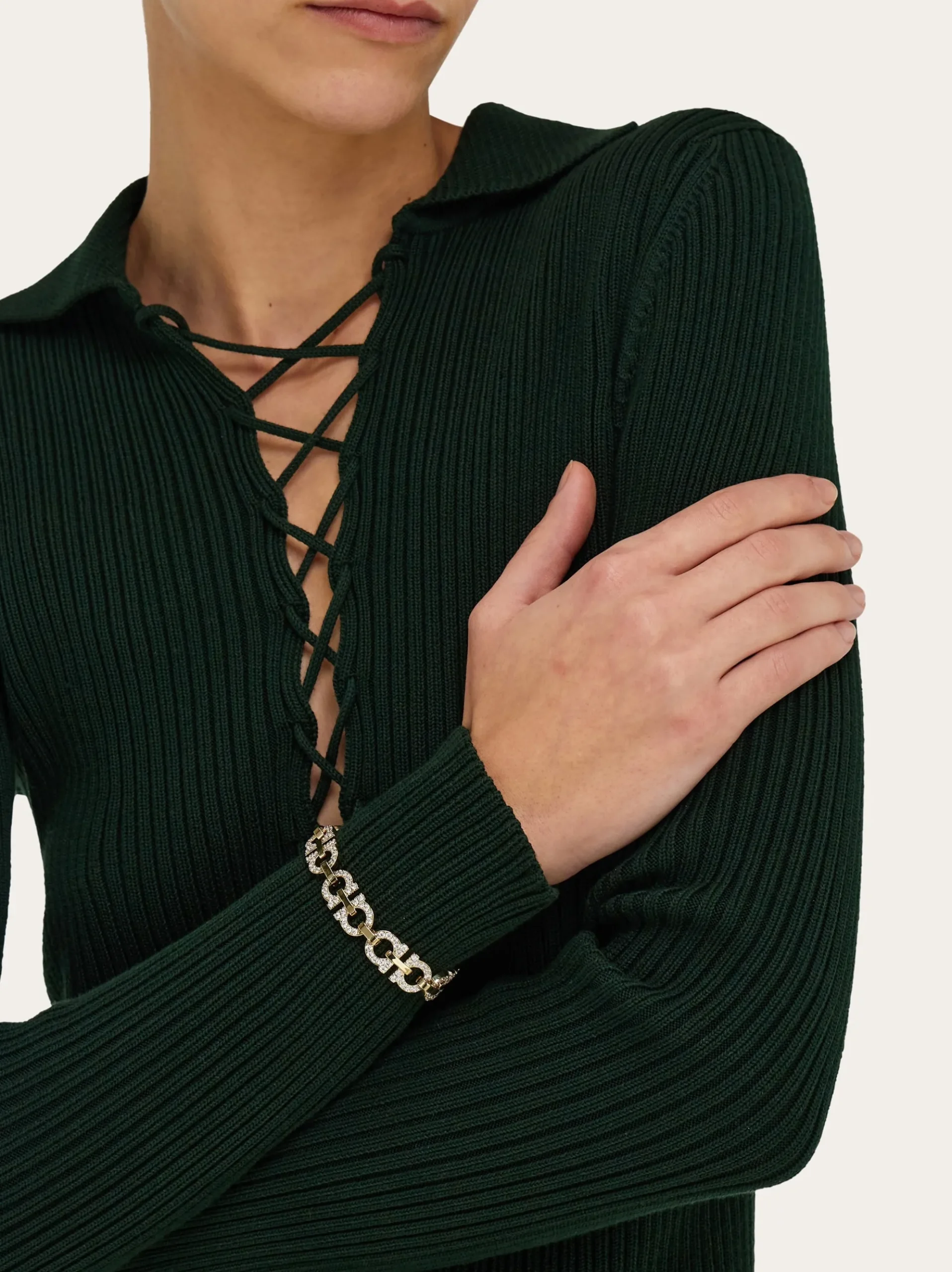 Crystal embellished Gancini bracelet - Women