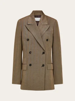 Double breasted linen blend blazer - Women