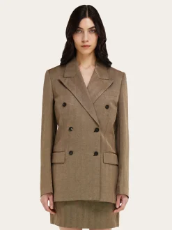 Double breasted linen blend blazer - Women