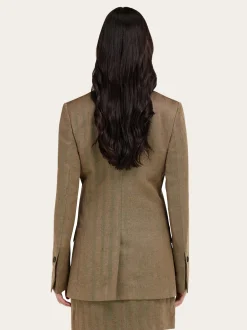 Double breasted linen blend blazer - Women