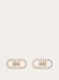 Double Gancini crystal embellished earrings - Women