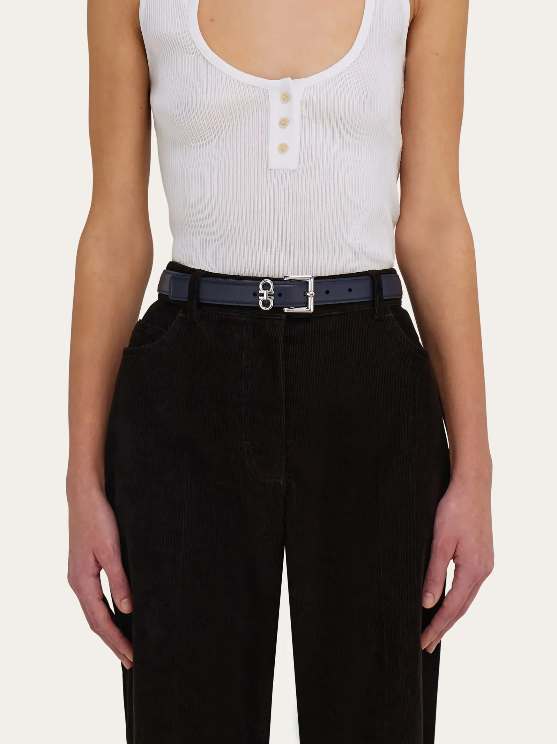 Double Gancini fixed belt - Women
