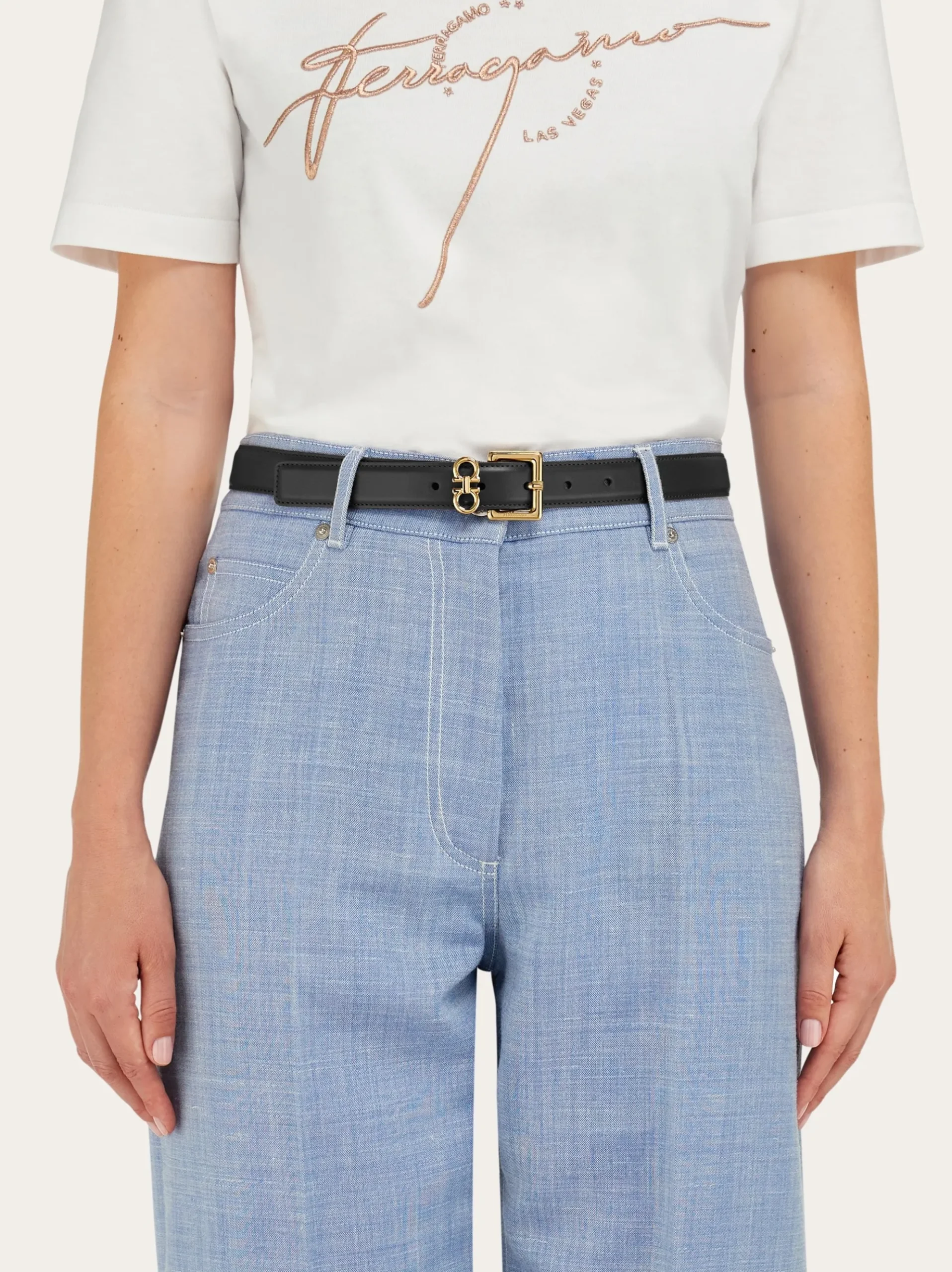 Double Gancini fixed belt - Women