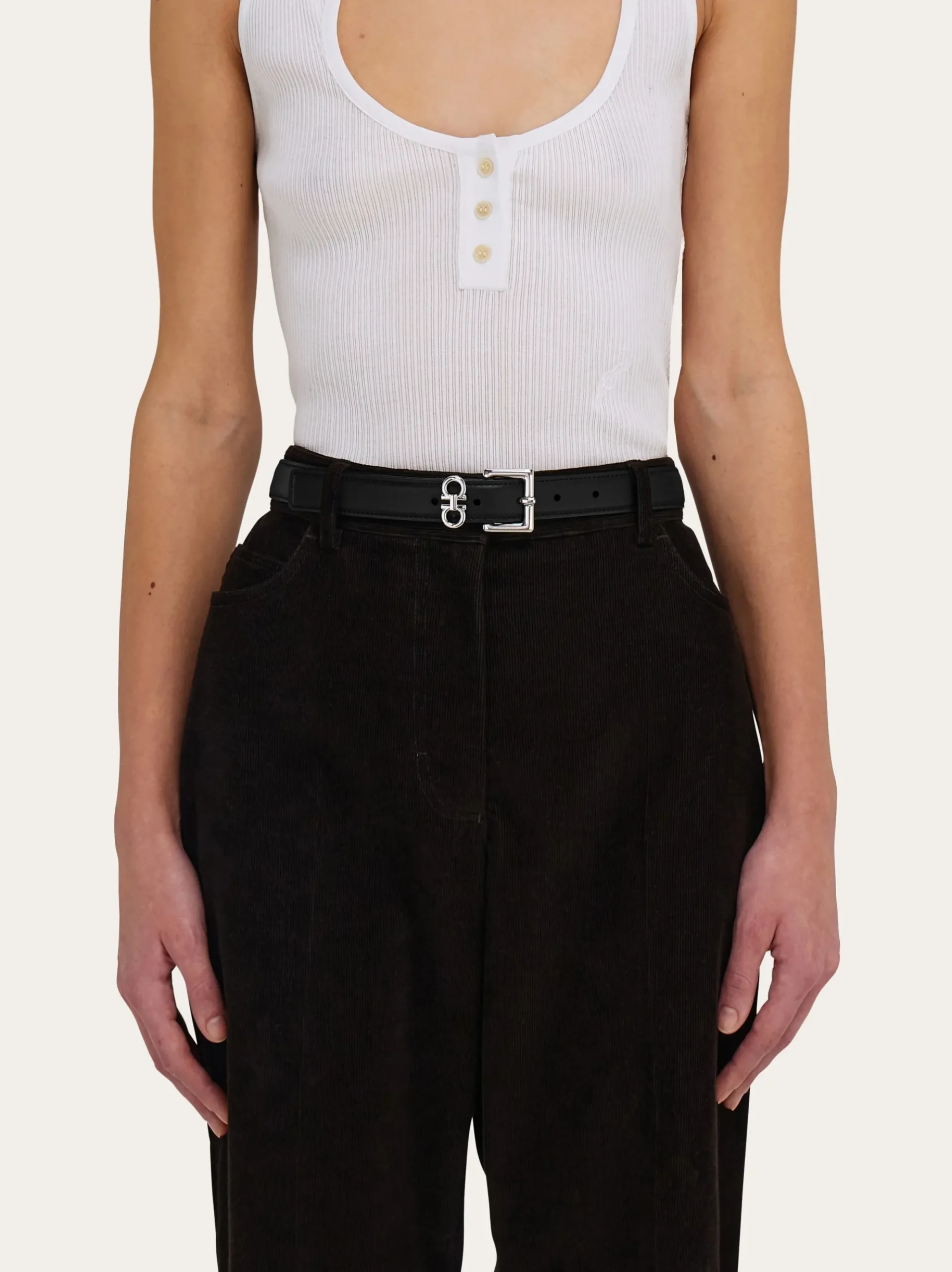 Double Gancini fixed belt - Women