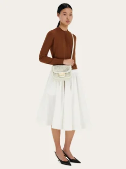 Double Gancini North-South crossbody bag - Women