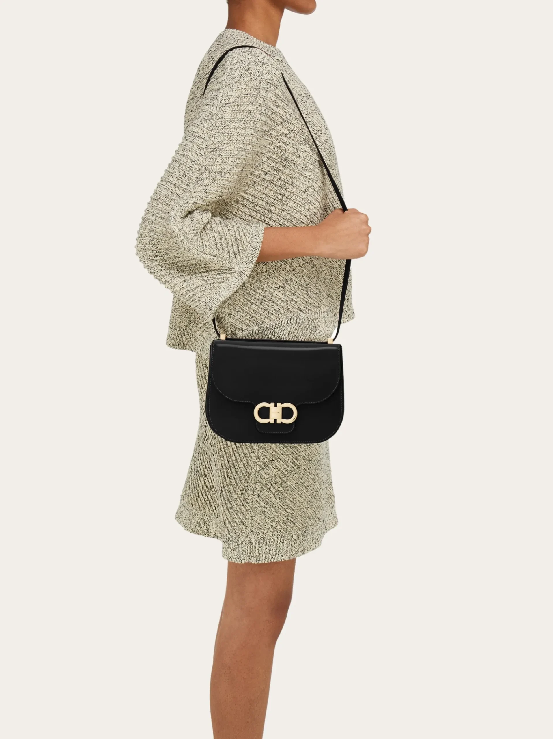 Double Gancini North-South crossbody bag - Women