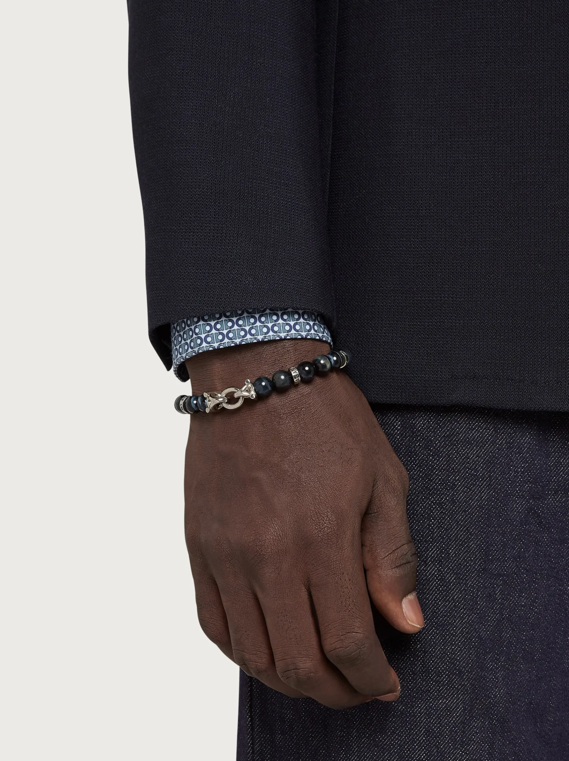 Elasticated bracelet with Gancini (20cm) - Men