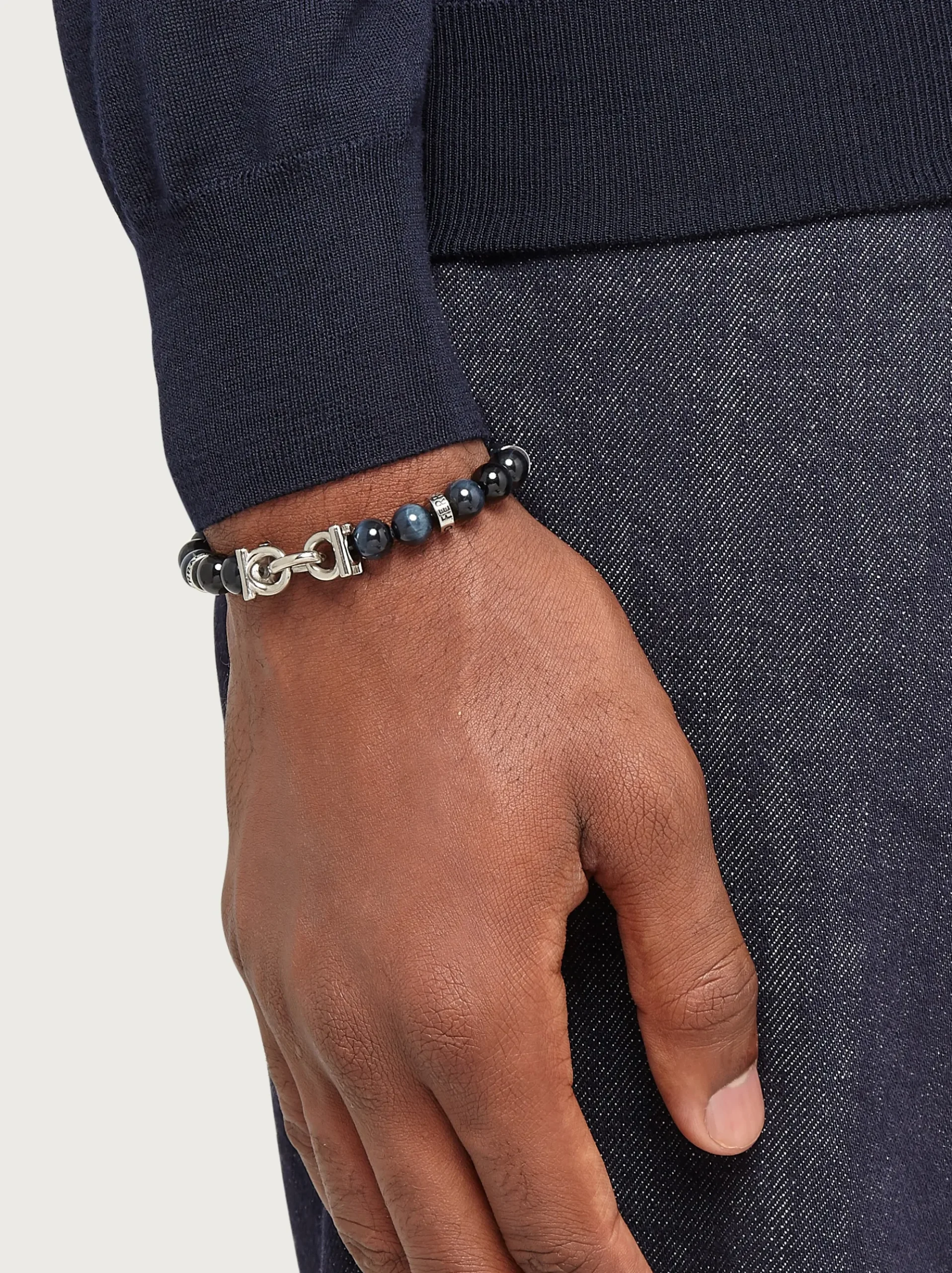 Elasticated bracelet with Gancini (18cm) - Men