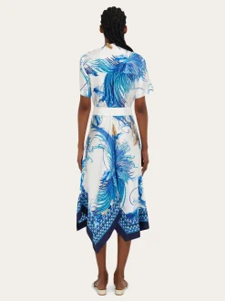 Feather show print asymmetric midi dress - Women