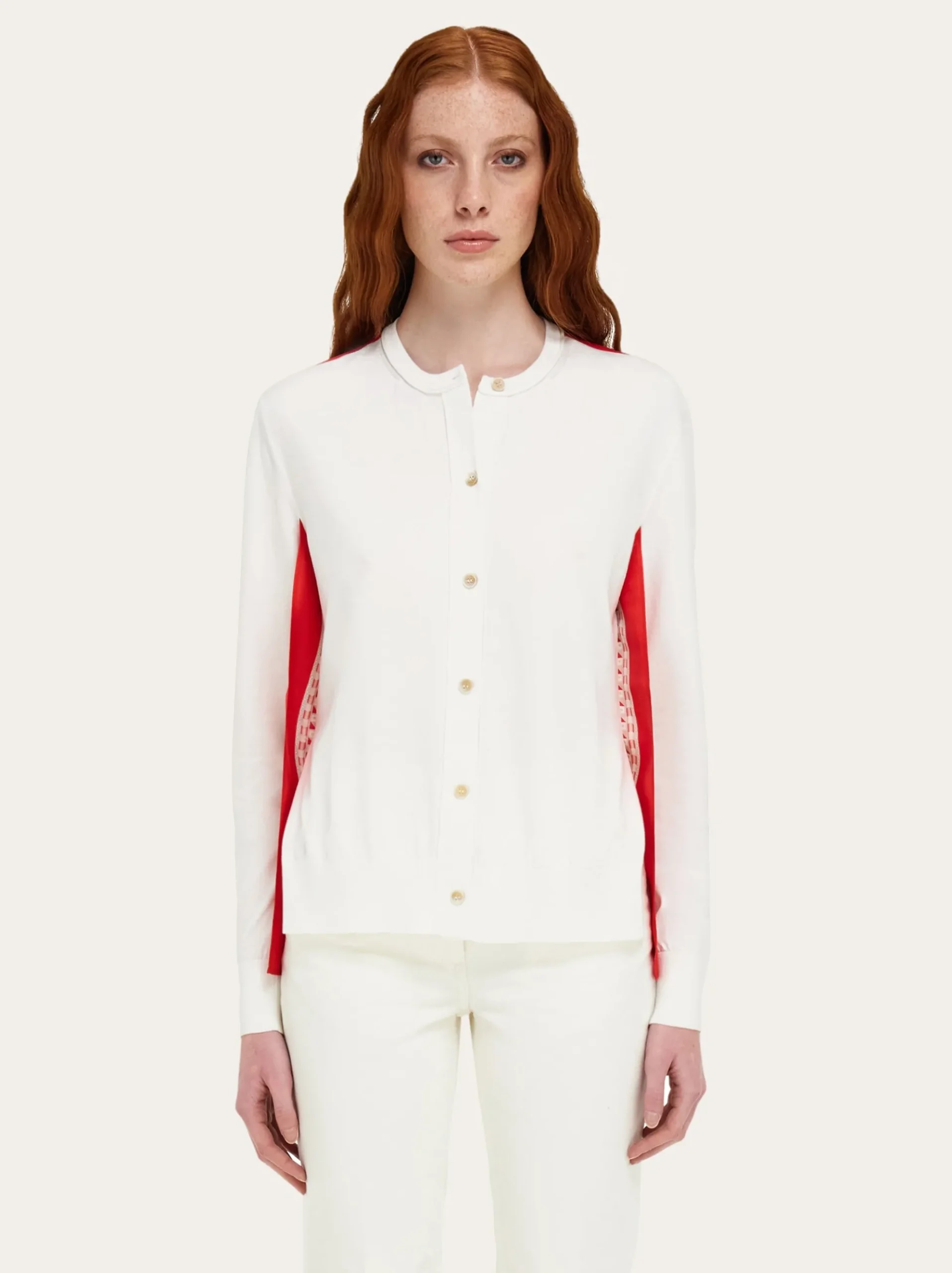 Feather show print crew-neck cardigan - Women