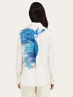 Feather show print silk shirt - Women