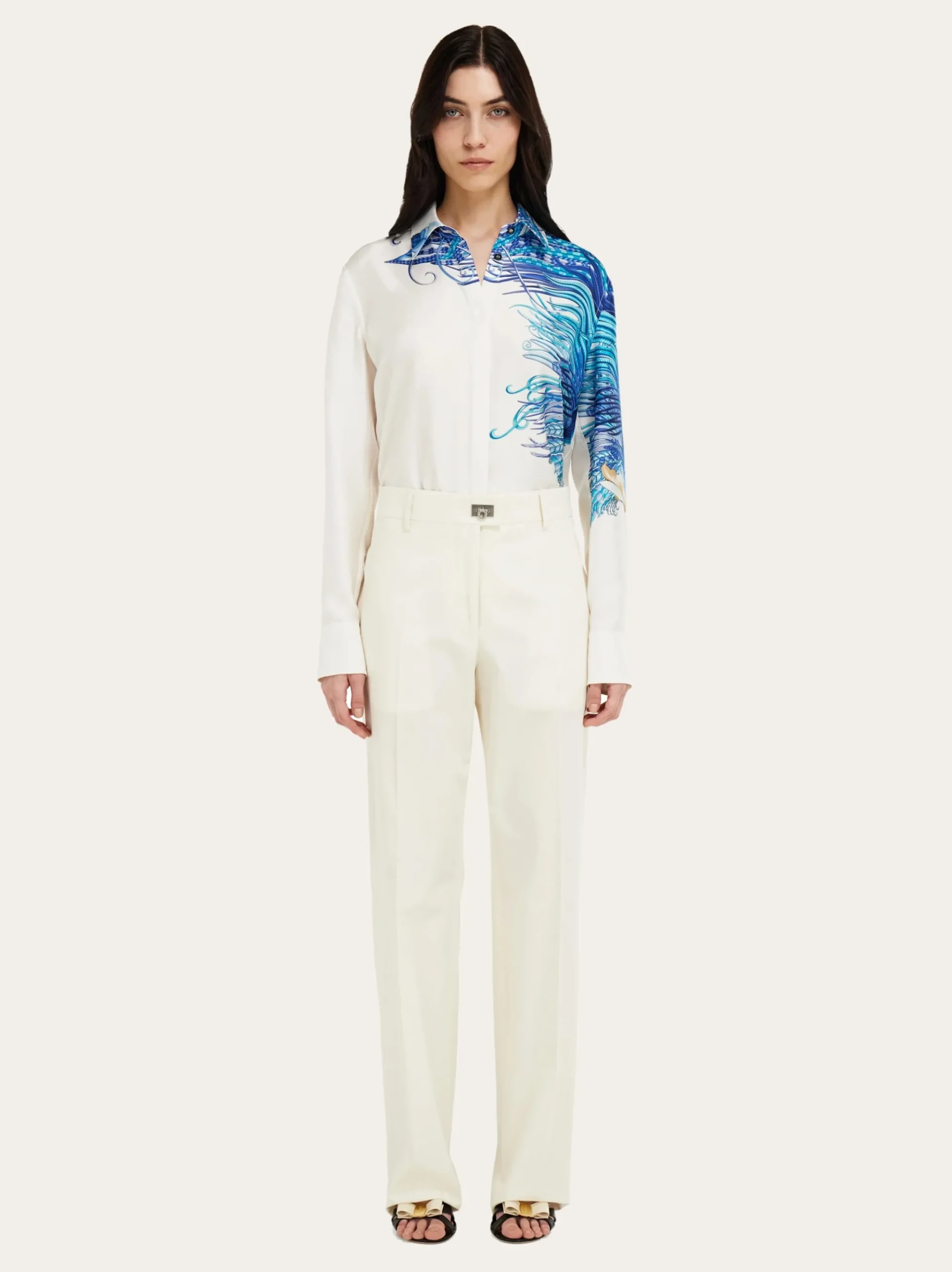 Feather show print silk shirt - Women