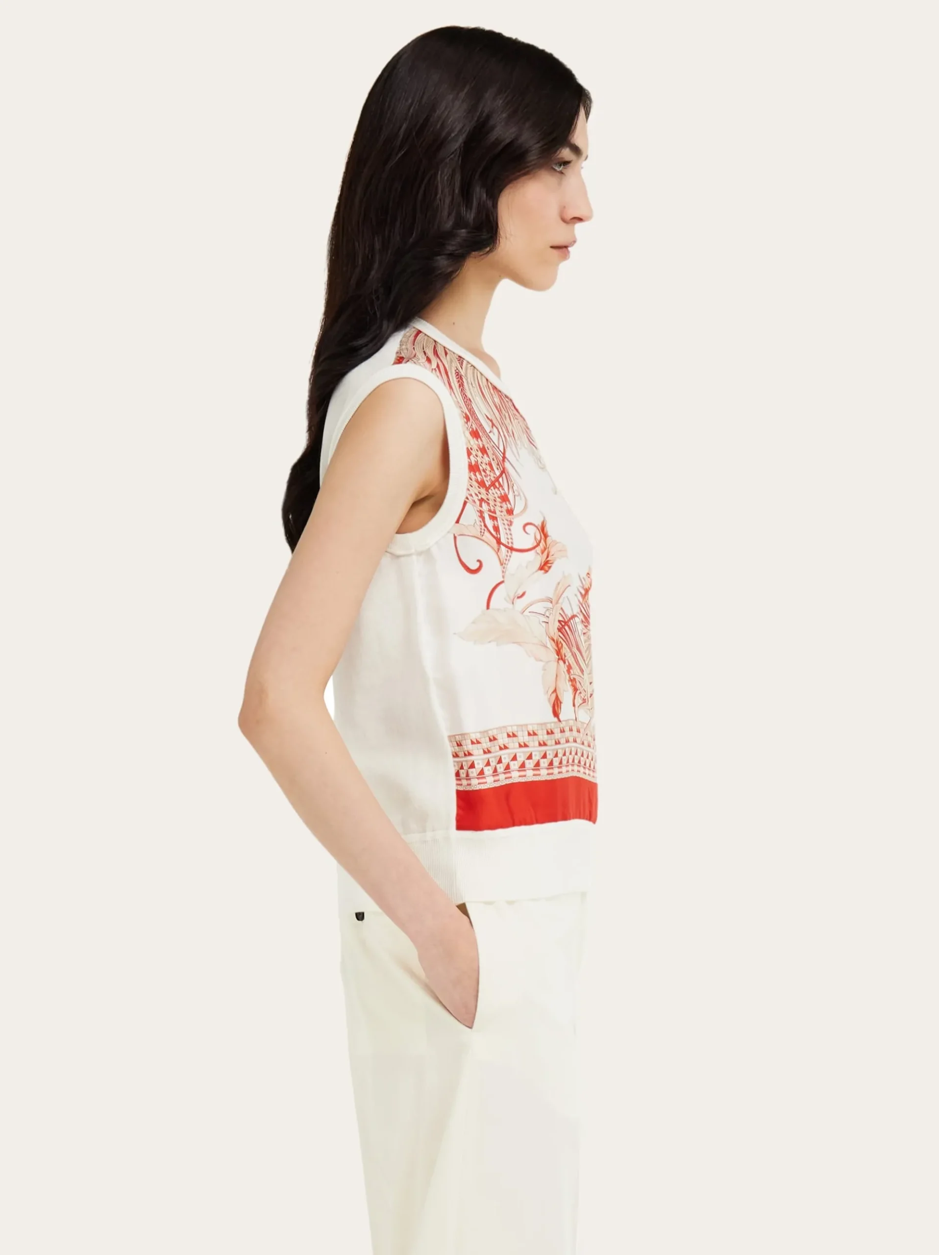 Feather show print sleeveless sweater - Women