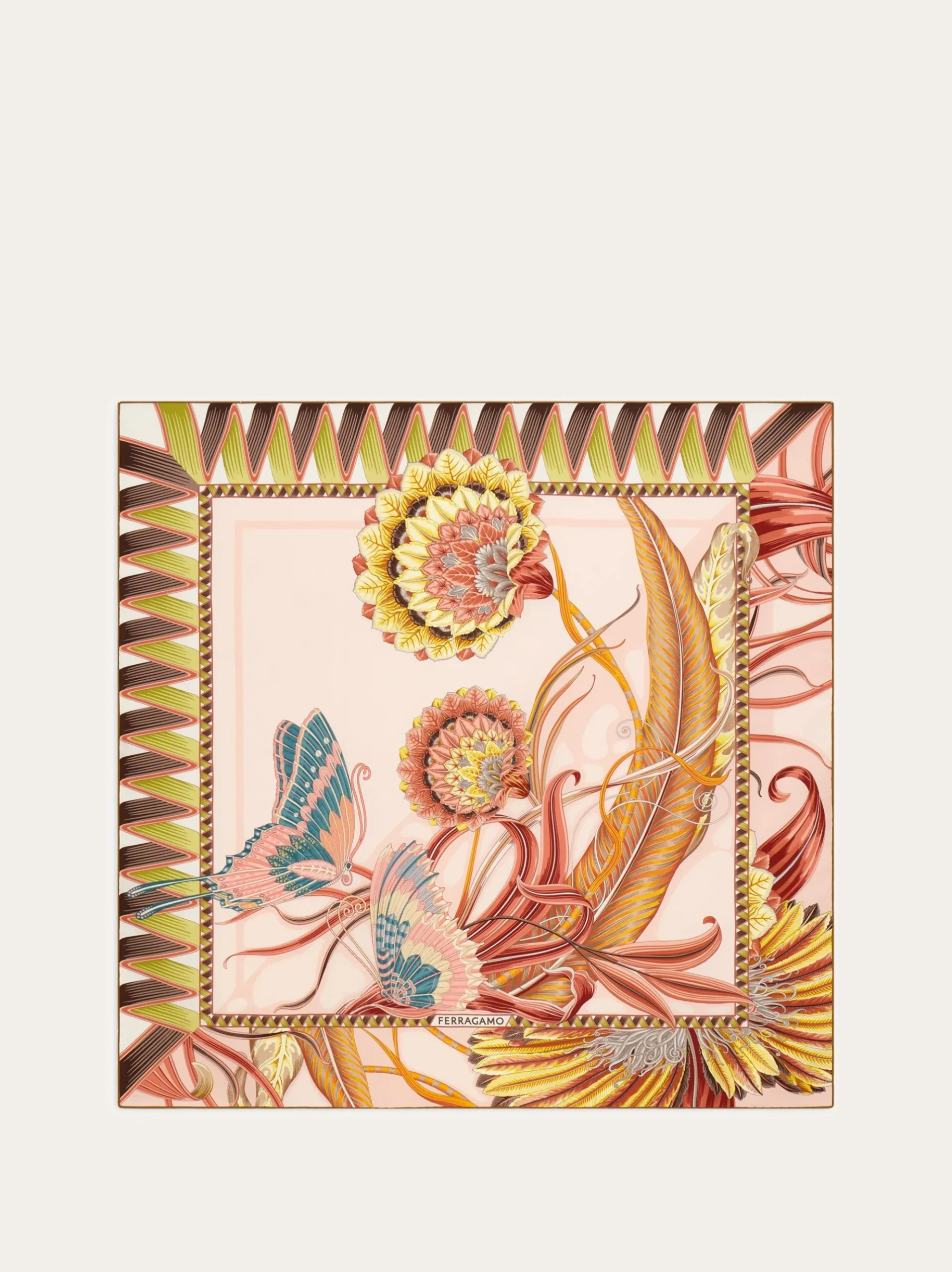 Flowers and Butterflies print silk scarf - Women