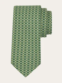 Gancini bicolor print silk tie - Men