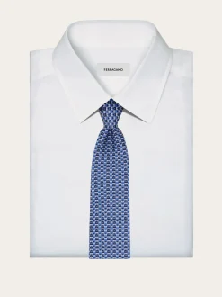 Gancini bicolor print silk tie - Men