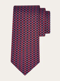 Gancini bicolor print silk tie - Men