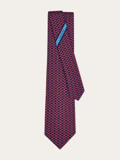 Gancini bicolor print silk tie - Men