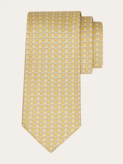 Gancini bicolor print silk tie - Men