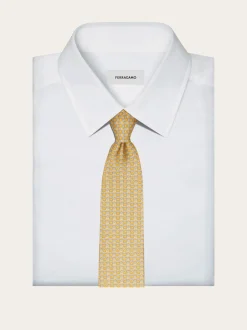 Gancini bicolor print silk tie - Men
