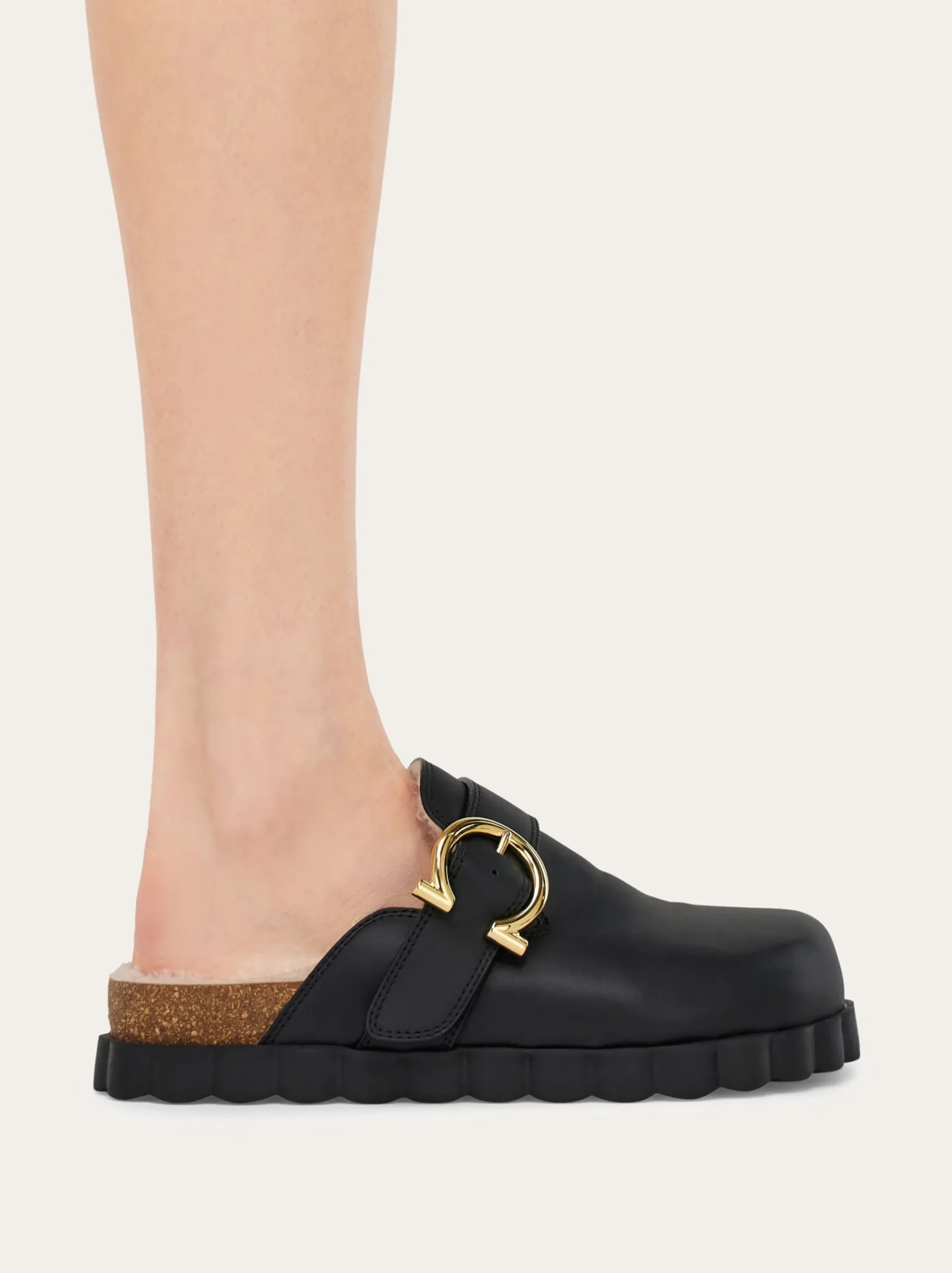 Gancini clog with rippled sole detail - Women