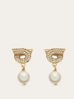 Gancini earrings with pearls and crystals - Women