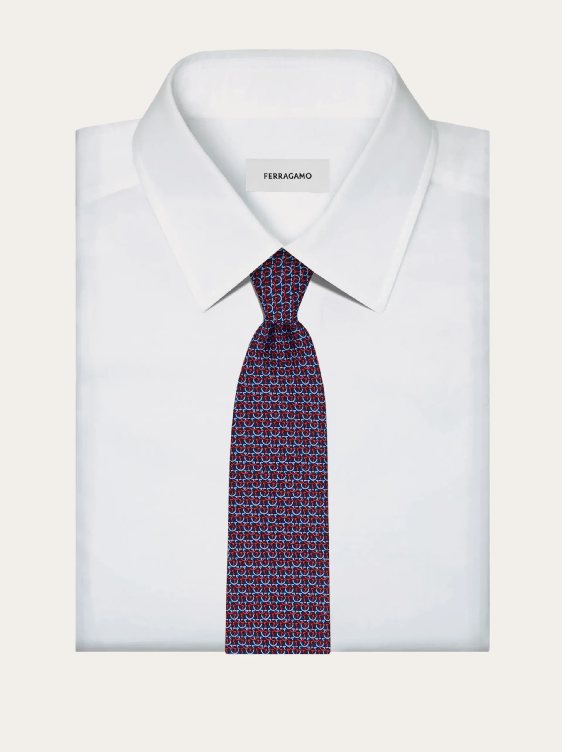 Gancini links print silk tie - Men