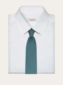 Gancini links print silk tie - Men